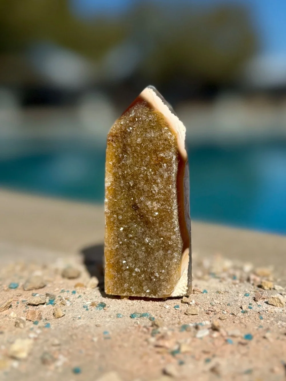 Brazilian Chalcedony Agate Druzy Tower Crystal this authentic